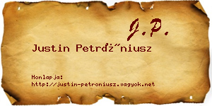Justin Petróniusz névjegykártya
